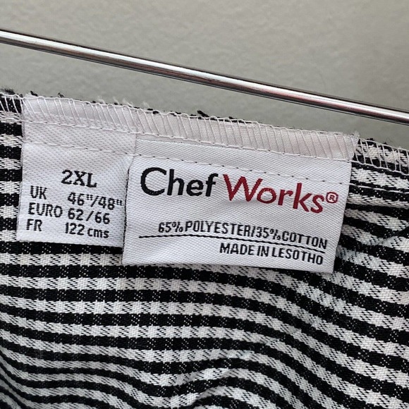 CHEF WORKS Culinary Mens Pants Black & White Check SZ 2XL Drawstring 3 pkt NWT! - Picture 11 of 12
